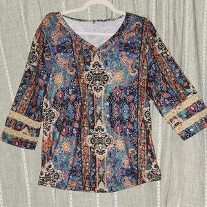 Vibrant Paisley Print Women's Blouse